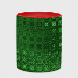 Кружка 3D Текстура изумрудное мерцание, цвет: 3D-белый + красный — фото 2