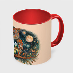 Кружка 3D Сова разделенная на день и ночь абстракция, цвет: 3D-белый + красный