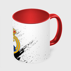 Кружка 3D Real Madrid текстура штрихи, цвет: 3D-белый + красный
