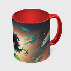 Кружка 3D Маомао на фоне облаков, цвет: 3D-белый + красный