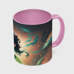 Кружка 3D Маомао на фоне облаков, цвет: 3D-белый + розовый