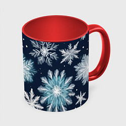 Кружка 3D Снежное небо, цвет: 3D-белый + красный