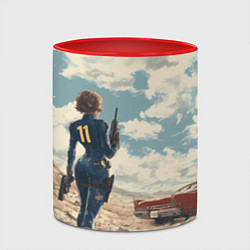 Кружка 3D Fallout девушка в пустоши, цвет: 3D-белый + красный — фото 2