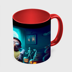 Кружка 3D Rick with Morty - halloween night, цвет: 3D-белый + красный