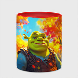 Кружка 3D Шрек осенний фон, цвет: 3D-белый + красный — фото 2
