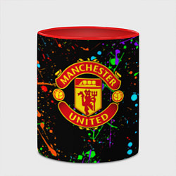 Кружка 3D Манчестер Юнайтед неоновые краски, цвет: 3D-белый + красный — фото 2