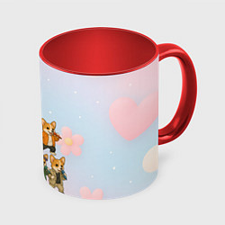 Кружка 3D Корги BTS, цвет: 3D-белый + красный