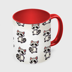 Кружка 3D Много енотов, цвет: 3D-белый + красный