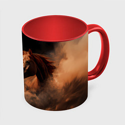 Кружка 3D Лошадь из землянной бури, цвет: 3D-белый + красный