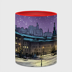 Кружка 3D Ночь в новогодней Москве, цвет: 3D-белый + красный — фото 2