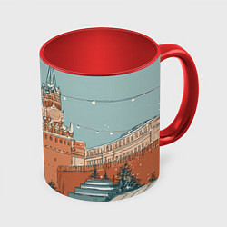 Кружка 3D Праздничная атмосфера на новый год, цвет: 3D-белый + красный