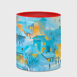 Кружка 3D Новогодние Московские домики, цвет: 3D-белый + красный — фото 2