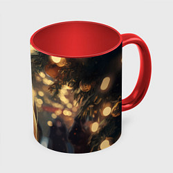 Кружка 3D Новогодняя лошадка, цвет: 3D-белый + красный