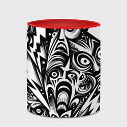 Кружка 3D Lightnings and faces - ai art fantasy, цвет: 3D-белый + красный — фото 2