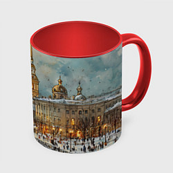 Кружка цветная Новогодний салют в Питере