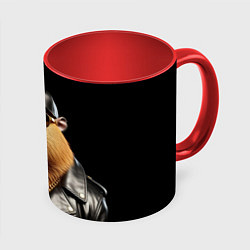 Кружка 3D Капибара в бейсболке, цвет: 3D-белый + красный