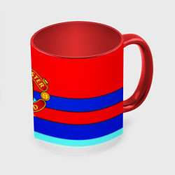 Кружка 3D Манчестер Юнайтед полосы геометрия, цвет: 3D-белый + красный