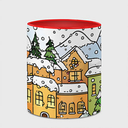 Кружка 3D Новогодний снегопад, цвет: 3D-белый + красный — фото 2