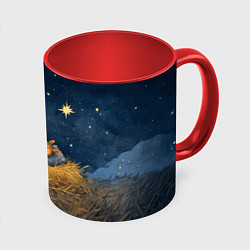 Кружка 3D Лошадка спит с жеребенком, цвет: 3D-белый + красный