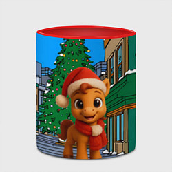 Кружка 3D Новогодняя лошадка и елка, цвет: 3D-белый + красный — фото 2