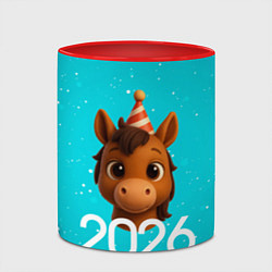 Кружка 3D Голова лошадки, цвет: 3D-белый + красный — фото 2