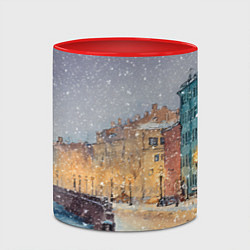 Кружка 3D Санкт-Петербург - снегопад, цвет: 3D-белый + красный — фото 2