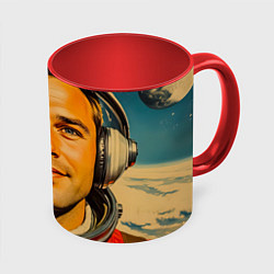 Кружка 3D Космический взгляд в наушниках, цвет: 3D-белый + красный