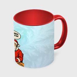 Кружка 3D У нас елка кривая зато стол всегда прямой, цвет: 3D-белый + красный