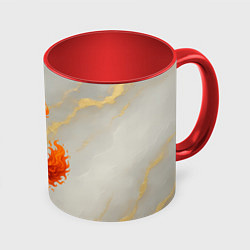 Кружка 3D Красная огненная лошадка походка по подиуму, цвет: 3D-белый + красный