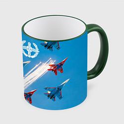 Кружка 3D Самолеты ВВС, цвет: 3D-зеленый кант