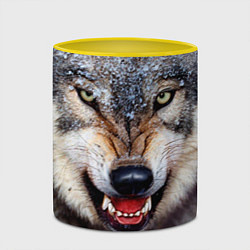 Кружка 3D Взгляд волка, цвет: 3D-белый + желтый — фото 2