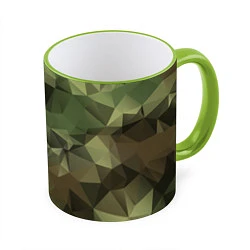 Кружка 3D Полигональный камуфляж, цвет: 3D-светло-зеленый кант