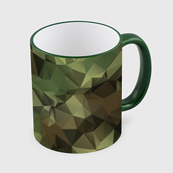 Кружка 3D Полигональный камуфляж, цвет: 3D-зеленый кант