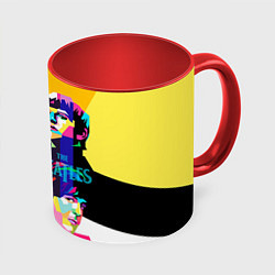 Кружка 3D The Beatles: Poly-art, цвет: 3D-белый + красный