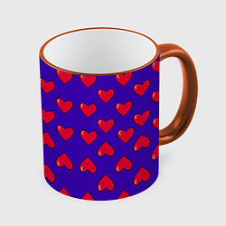 Кружка 3D Hearts Pattern, цвет: 3D-оранжевый кант