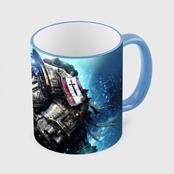 Кружка 3D Серый рыцарь, цвет: 3D-небесно-голубой кант