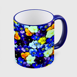 Кружка 3D Синие цветы, цвет: 3D-синий кант
