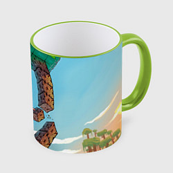 Кружка 3D Minecraft Woodcutter, цвет: 3D-светло-зеленый кант