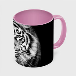 Кружка 3D Красавец тигр, цвет: 3D-белый + розовый