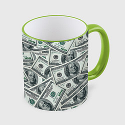 Кружка 3D Банкноты, цвет: 3D-светло-зеленый кант