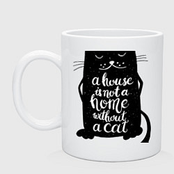 Кружка керамическая Черный кот, цвет: белый