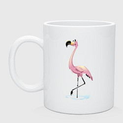 Кружка керамическая Гордый фламинго, цвет: белый