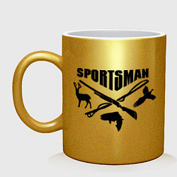 Кружка керамическая Hunter Sportsman, цвет: золотой