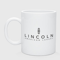Кружка керамическая Lincoln logo, цвет: белый