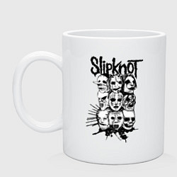 Кружка керамическая Slipknot Faces, цвет: белый