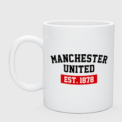 Кружка керамическая FC Manchester United Est. 1878, цвет: белый