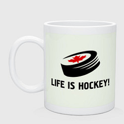 Кружка керамическая Life is hockey!, цвет: фосфор