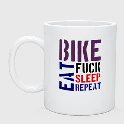 Кружка керамическая Bike eat sleep repeat, цвет: белый