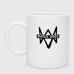 Кружка керамическая Watch Dogs: Black Logo, цвет: белый