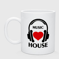 Кружка керамическая House Music is Love, цвет: белый